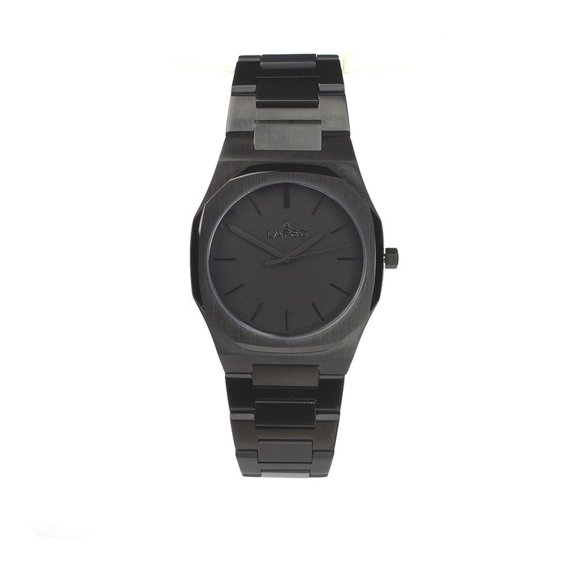 Reloj negro con 3 manecillas negras y dial negro