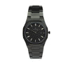 Reloj negro con 2 manecillas plateadas y dial negro con fecha