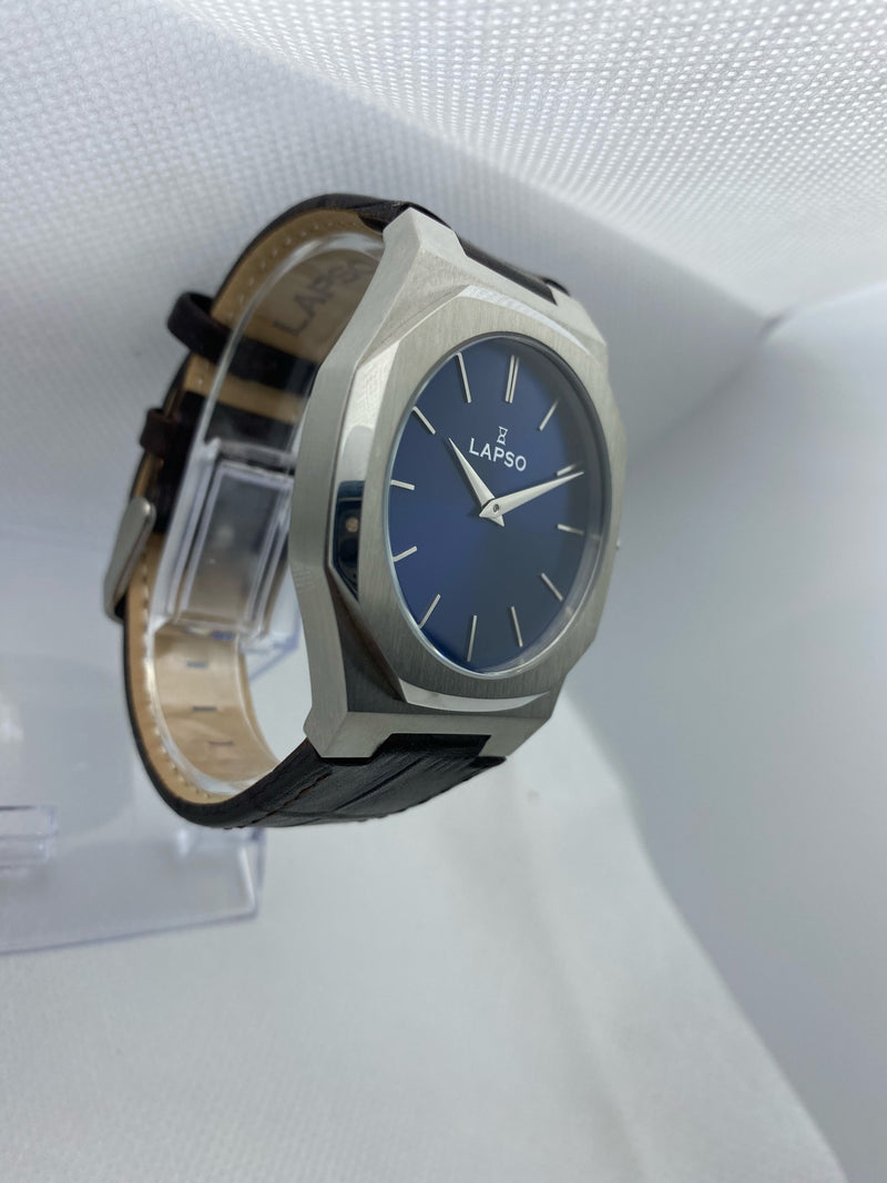 Reloj Blue con 2 manecillas - Correa de piel café