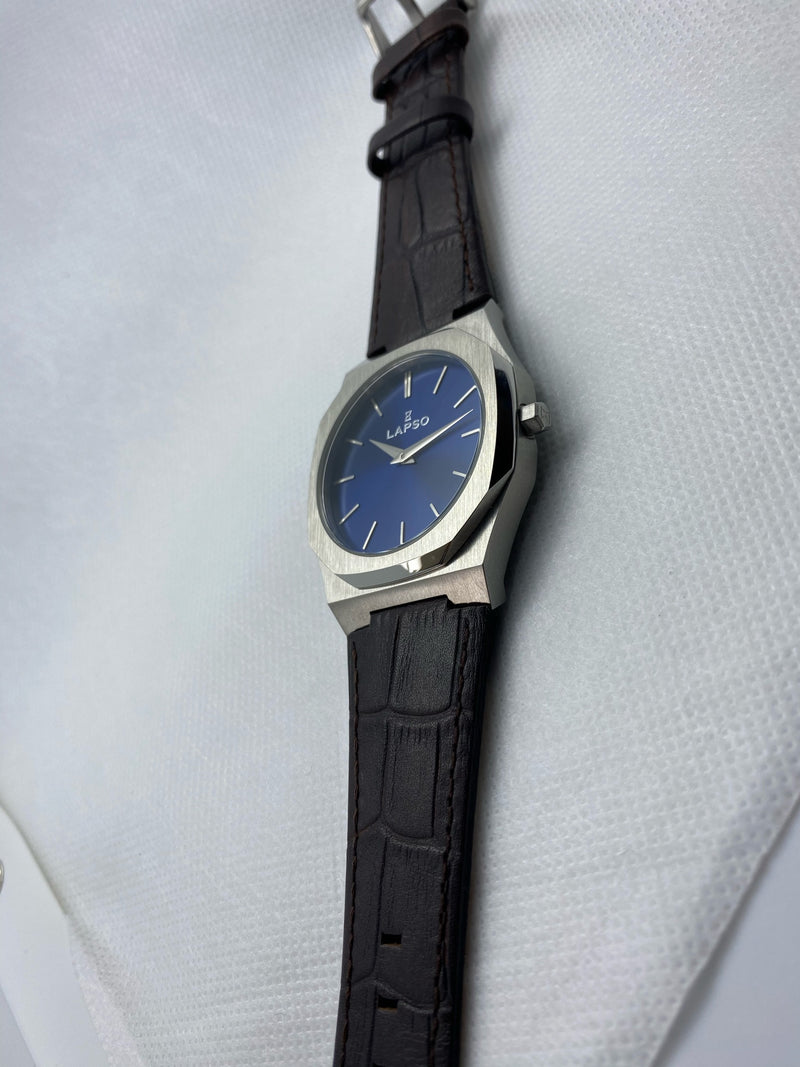 Reloj Blue con 2 manecillas - Correa de piel café