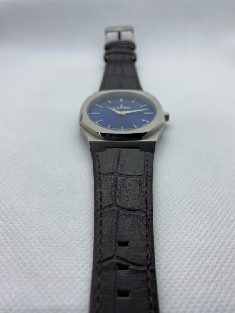 Reloj Blue con 2 manecillas - Correa de piel café