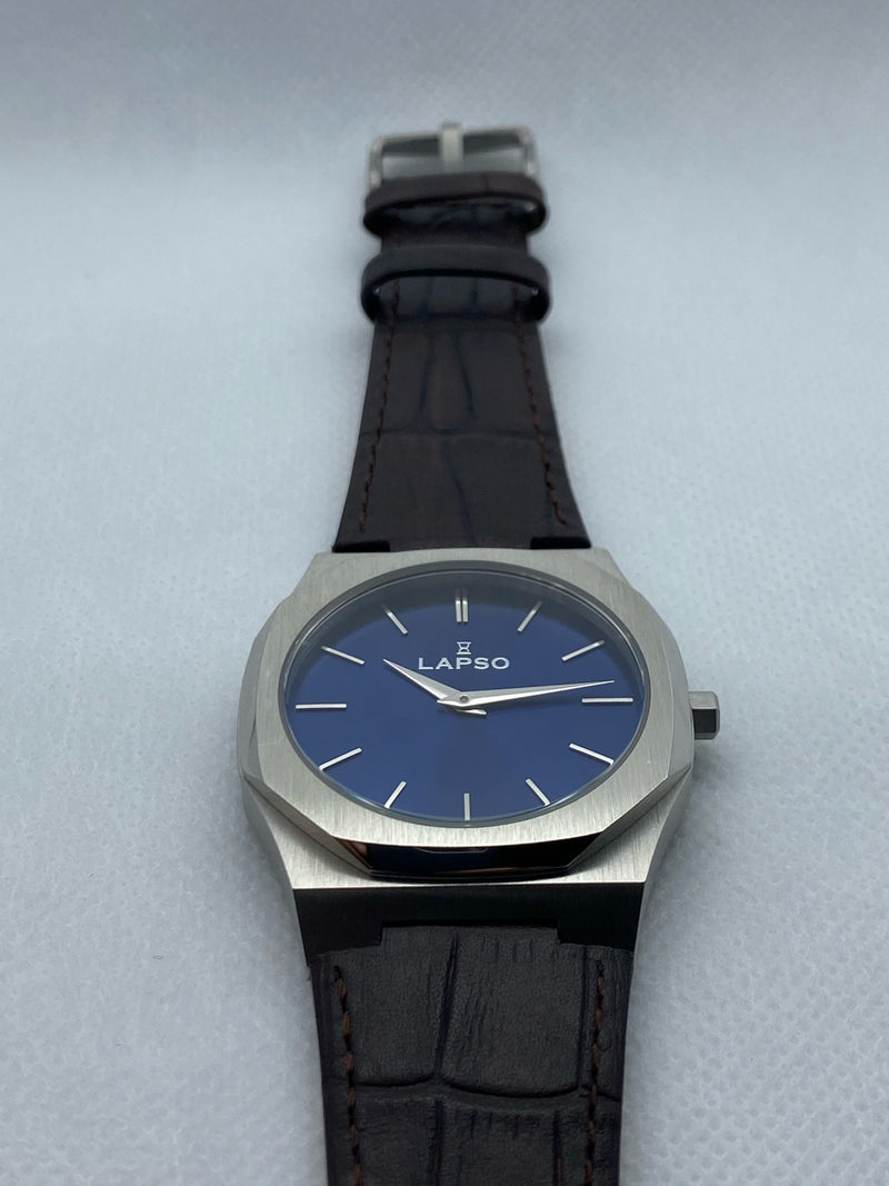 Reloj Blue con 2 manecillas - Correa de piel café