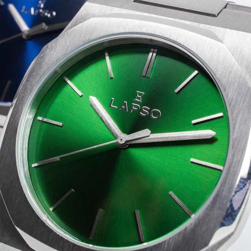 Reloj plateado con 3 manecillas y dial verde - Edición Limitada